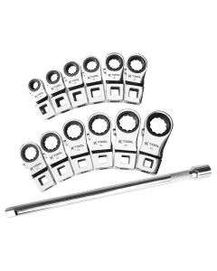 KTIXD2CWSM image(0) - K Tool International Ratcheting Crowfoot Wrench Set Metric 13 Piece 3/8 Inch Drive 72 Tooth