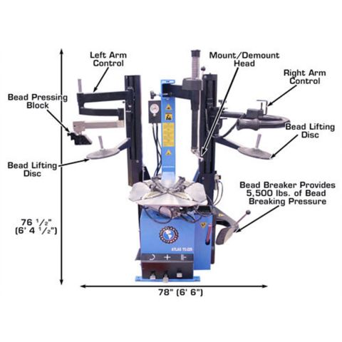 Atlas Automotive Equipment TC229DAA Rim-Clamp Tire Changer with